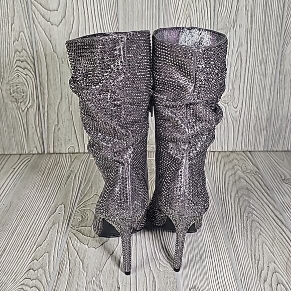 Thalia Sodi Raquell Booties Pewter Bling Heeled Boots Womens Size 5 NEW - Picture 5 of 16